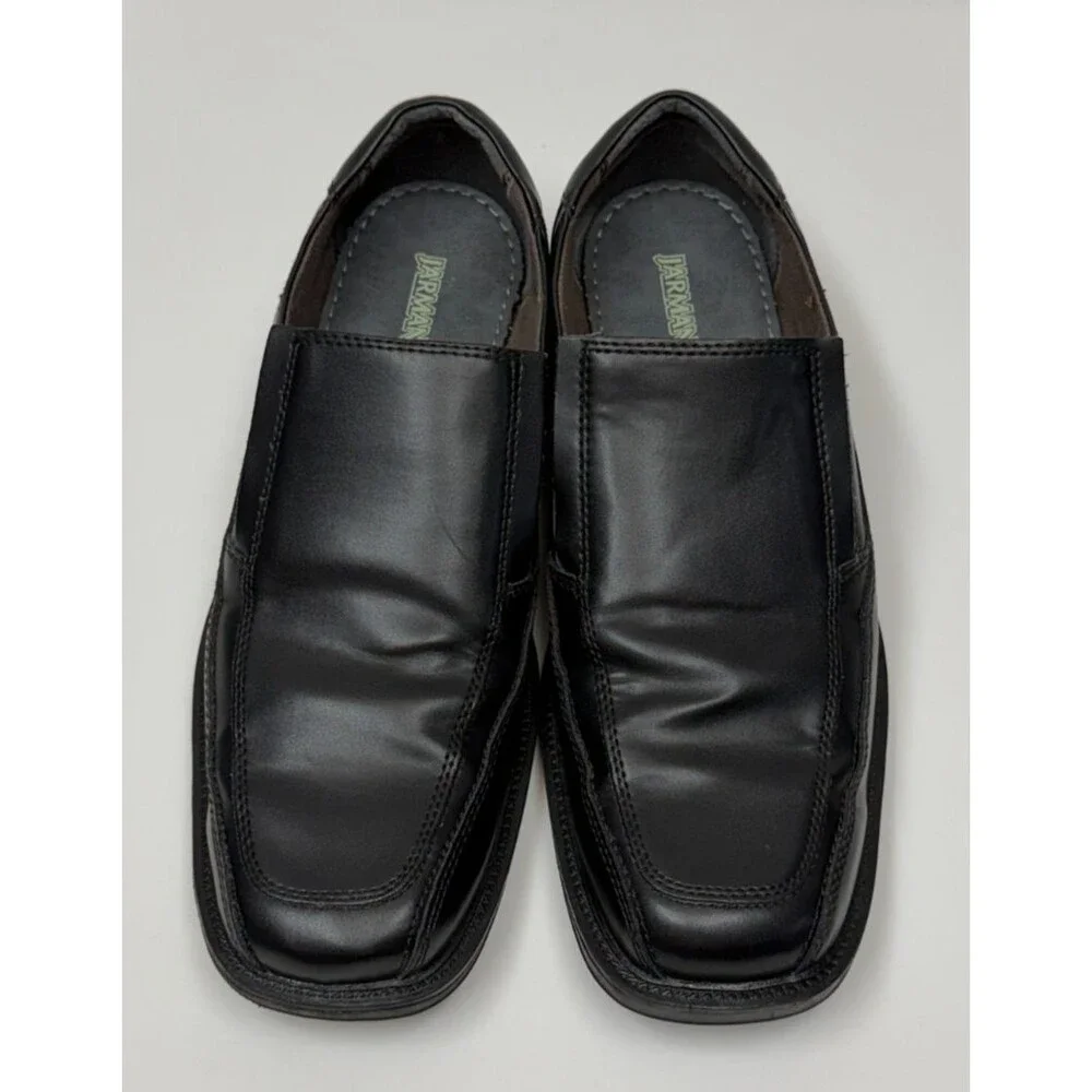 Jarman Metropolis Men's 10.5 Black Slip On Dress Shoes Square Toe Loafers